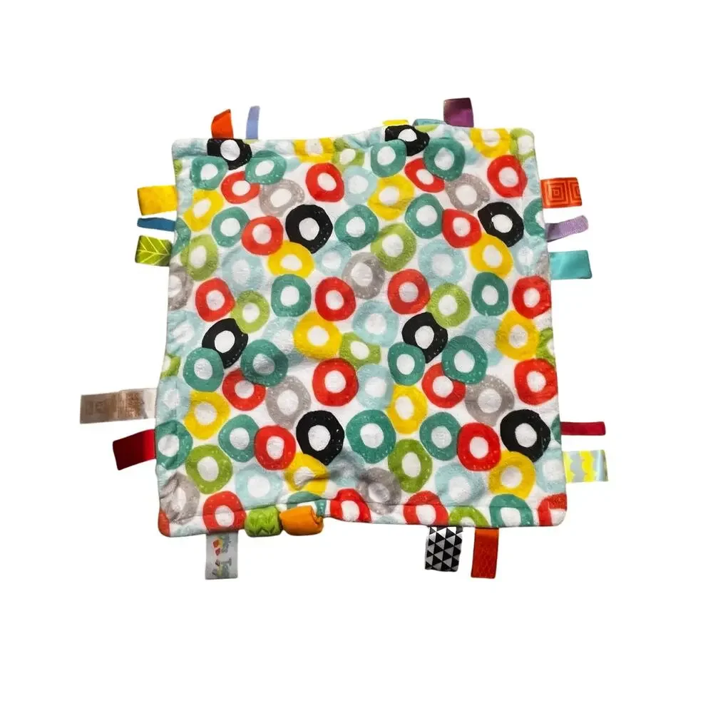 Bright Starts Taggies Baby Security‎ Blanket Lovey Yellow Colorful Circles